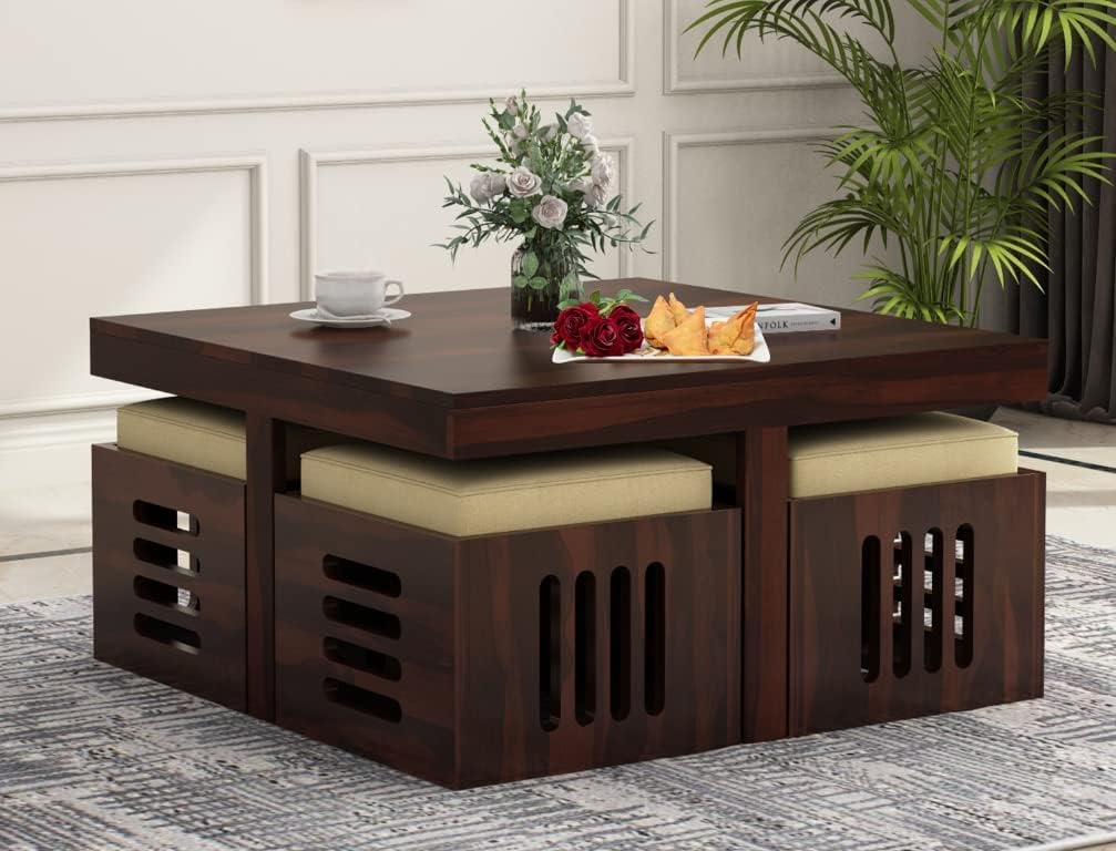 Wooden Coffee Table with Storage Shelf