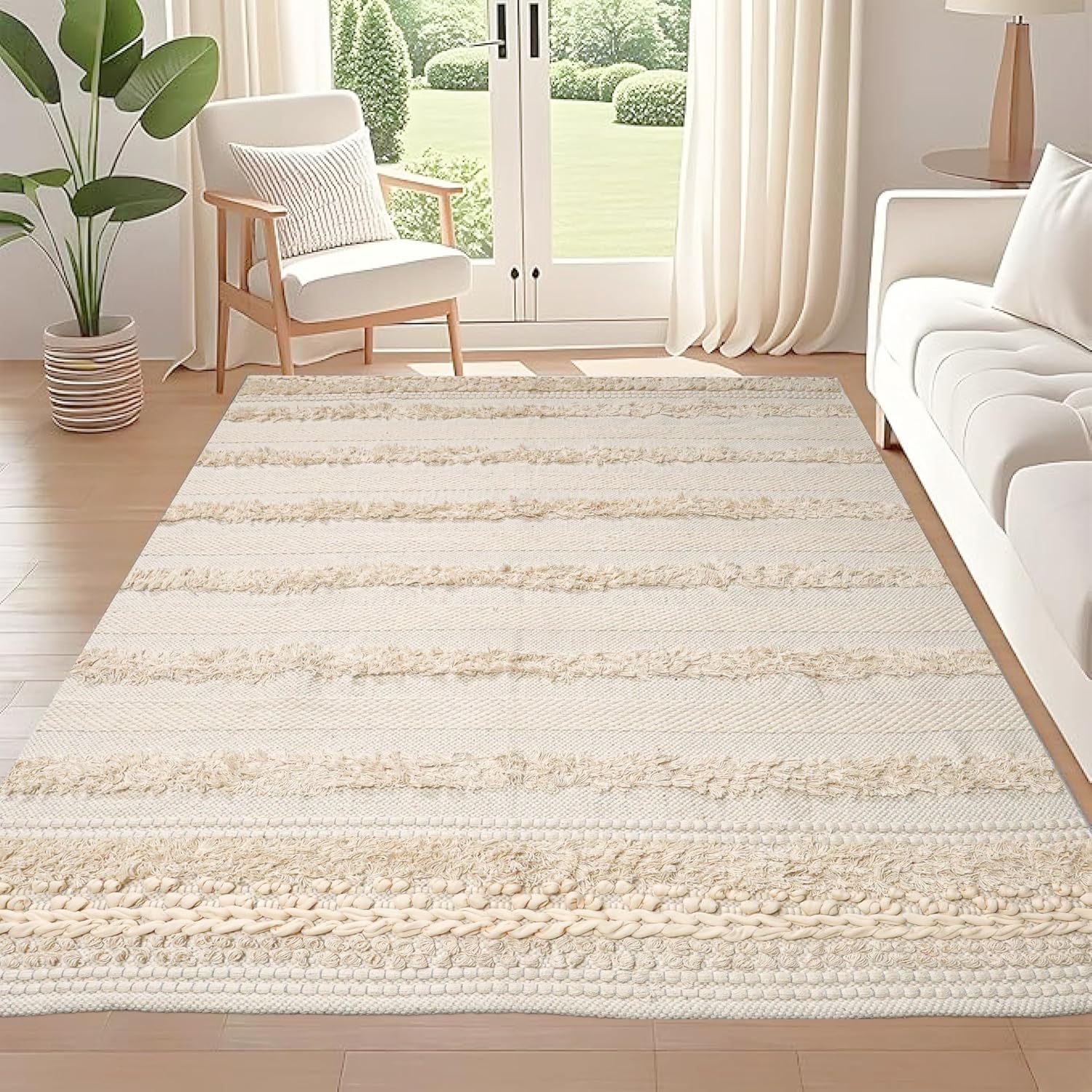 Woven Cotton Floor Rug - 4x6 Feet