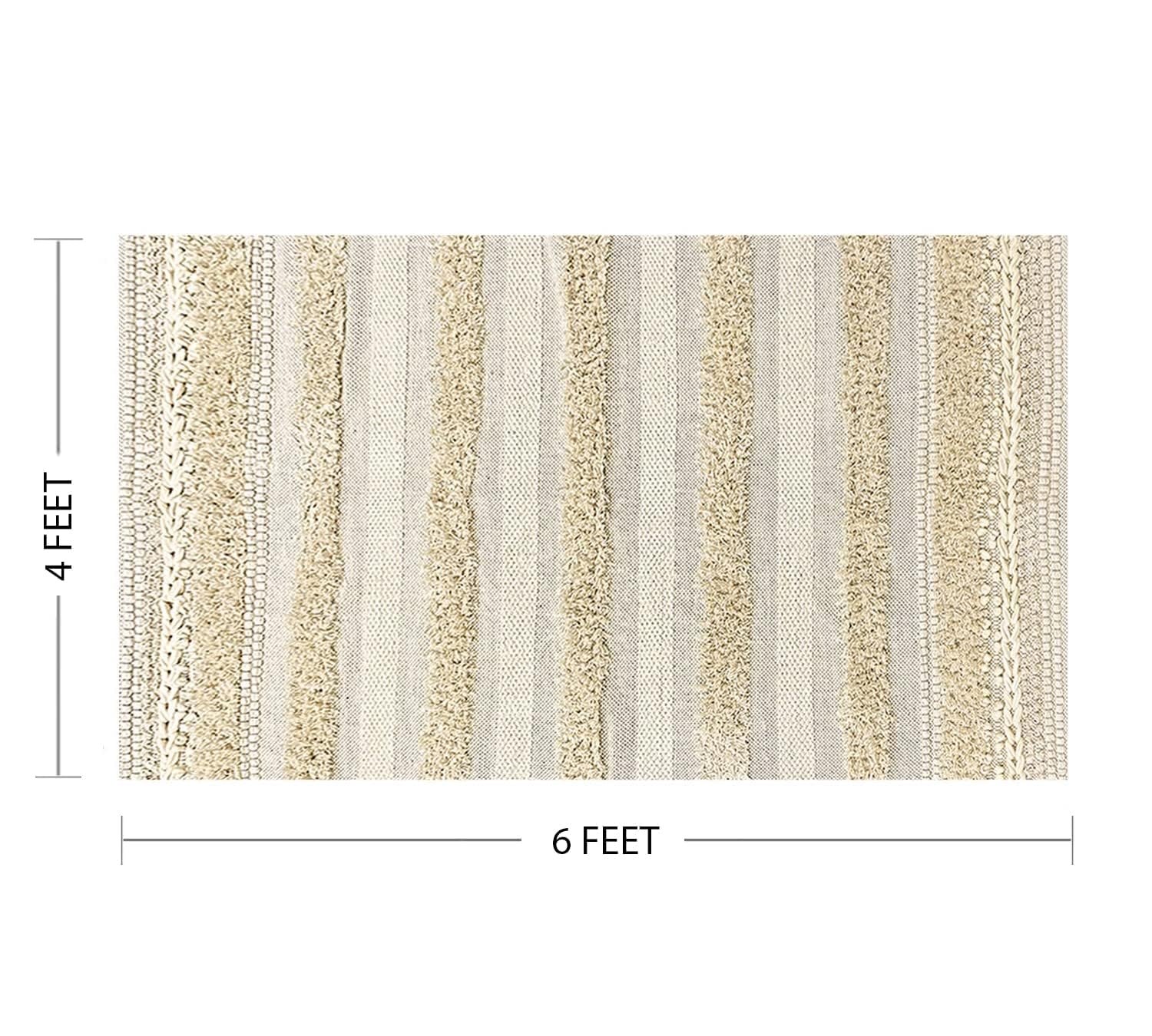 Woven Cotton Floor Rug - 4x6 Feet