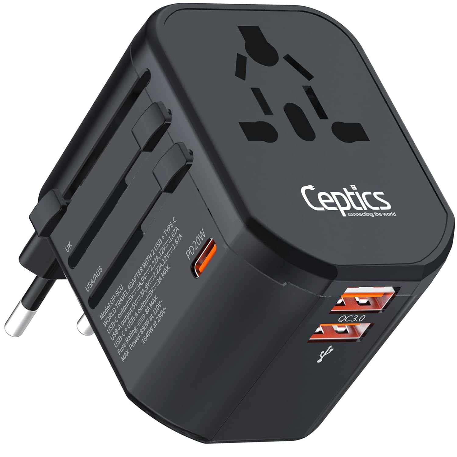 Universal Travel Adapter with USB Ports