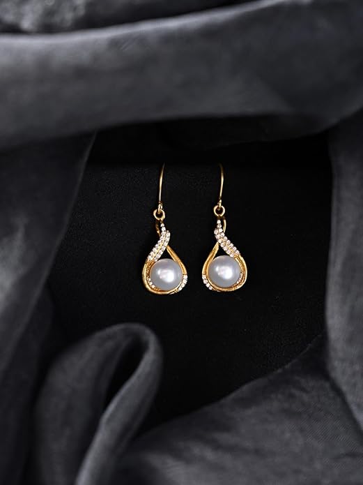 Gold Plated Pearl Drop Earrings