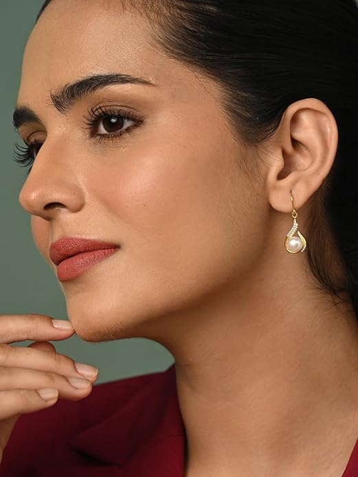 Gold Plated Pearl Drop Earrings