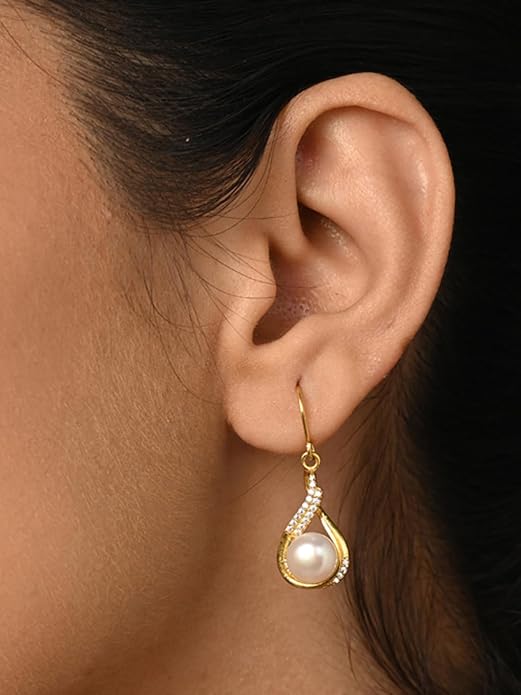 Gold Plated Pearl Drop Earrings