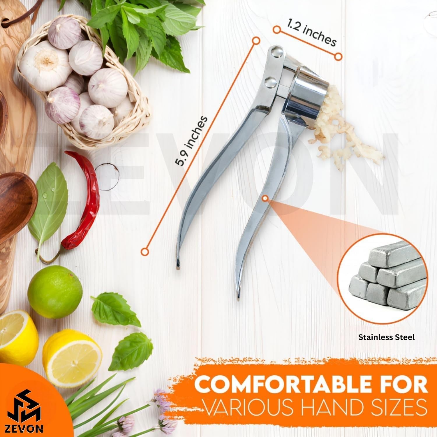 Stainless Steel Garlic Press Crusher