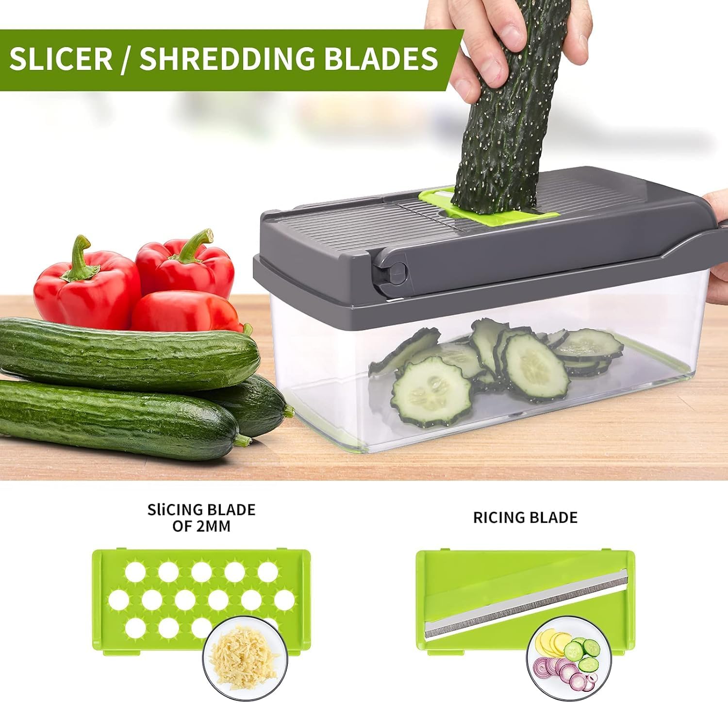 Adjustable Mandoline Slicer with Container