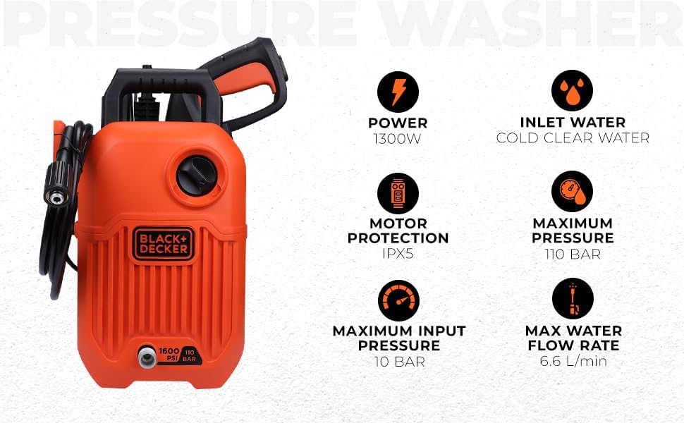 Black+Decker High Pressure Washer 1300W