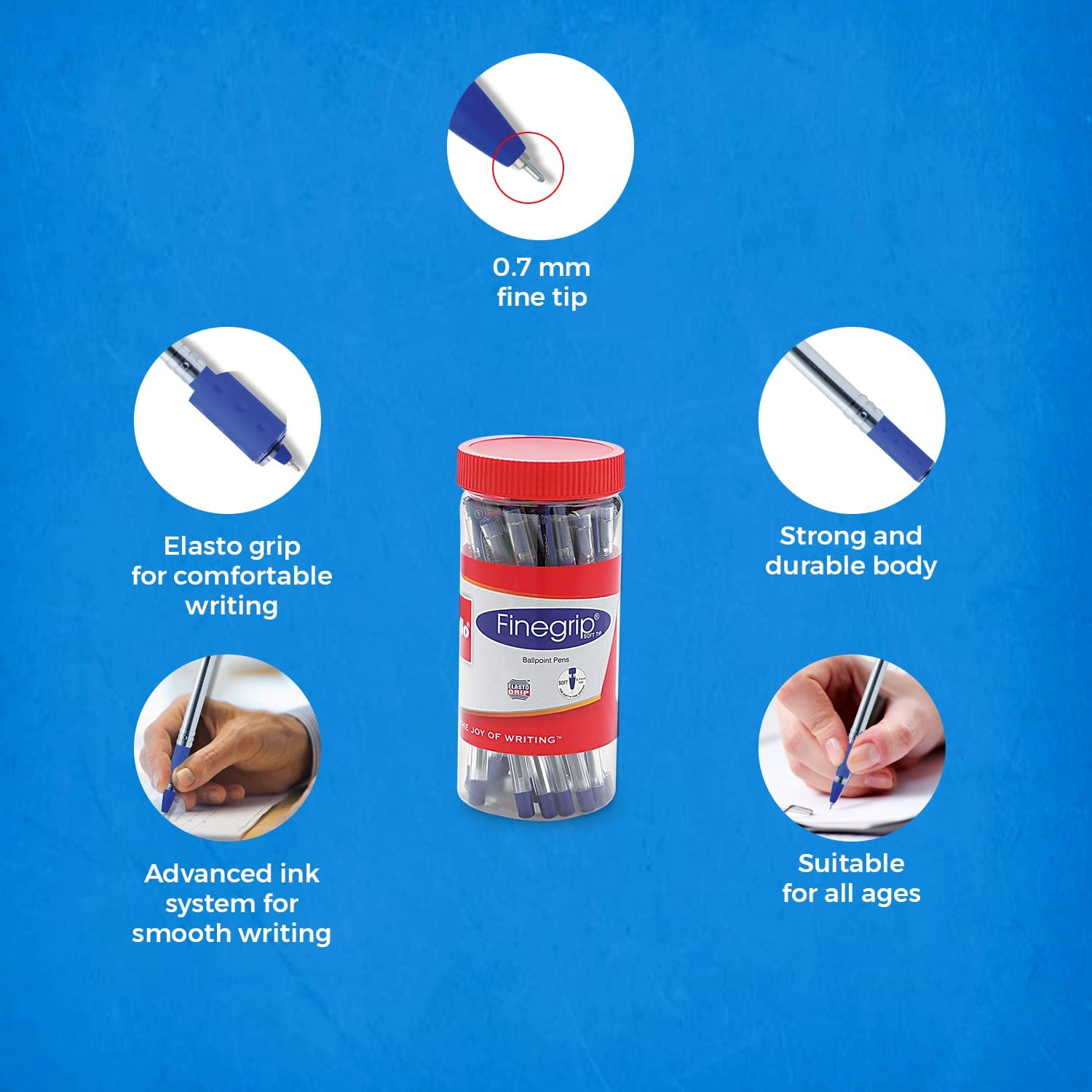 Cello Pin Point Ball Pen - Blue Ink - Pack of 10